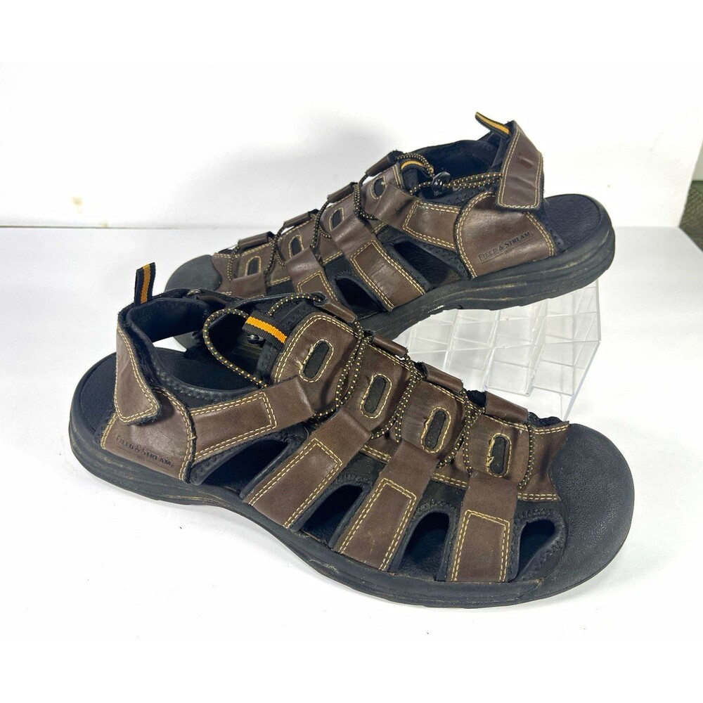 Field & Stream Men’s Sport Sandals Brown/Black Lace-Up Solid Logo Accents